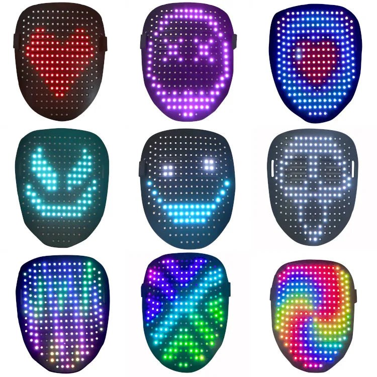 Halloween LED Gesture Mask – Face-Changing Light-Up Party Prop with Induction Technology